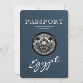 Navy Blue Egypt Passport Wedding Save the Date (Voorkant)