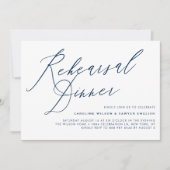 Navy Blue Elegant Calligraphy Rehearsal Dinner Kaart (Voorkant)