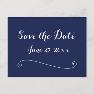 Navy Blue Elegant Enregistrer La Date Cartes Posta