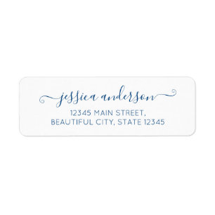 Navy Blue Elegant Modern Calligraphy Script Trendy Etiket