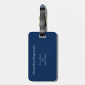 Navy Blue elegant monogram gepersonaliseerd Bagagelabel (Achterkant verticaal)