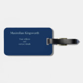 Navy Blue elegant monogram gepersonaliseerd Bagagelabel (Achterkant horizontaal)
