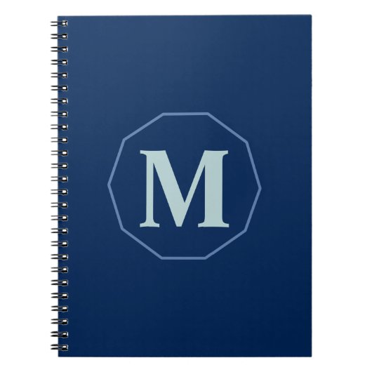 Navy Blue elegant monogram gepersonaliseerd Notitieboek (Voorkant)