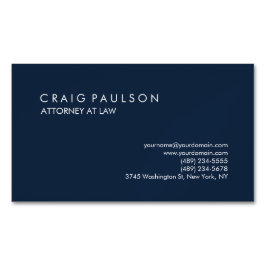 Navy Blue Elegant Plain Professional Magnetisch Visitekaartje