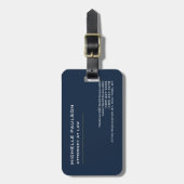 Navy Blue Elegant Plain Professional Modern Bagagelabel (Voorkant verticaal)