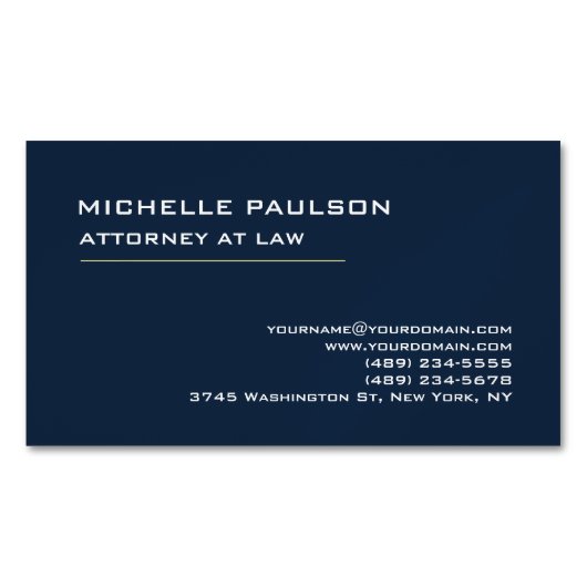 Navy Blue Elegant Plain Professional Modern Magnetisch Visitekaartje (Voorkant)