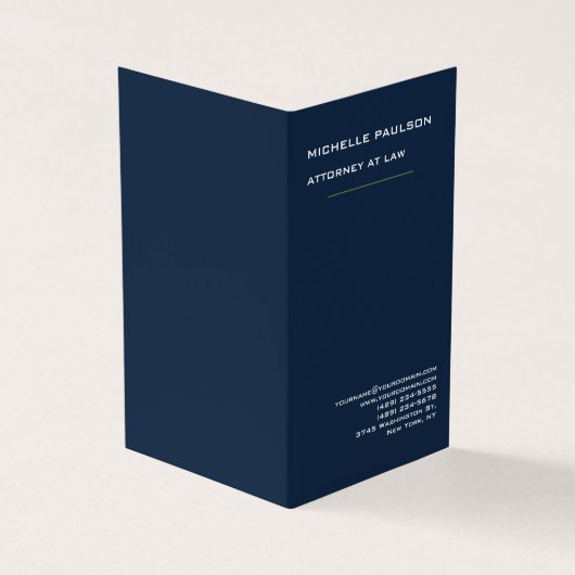 Navy Blue Elegant Plain Professional Modern Visitekaartjes (Buitenkant)