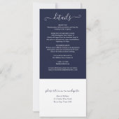 Navy Blue Elegant Script All-in-One Weddenschap Kaart (Achterkant)