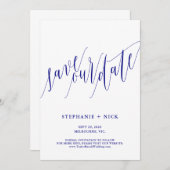 Navy Blue Elegant Script uitnodiging (Voorkant / Achterkant)