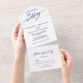 Navy Blue Elegant Script uitnodiging