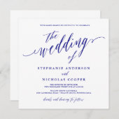 Navy Blue Elegant Script uitnodiging (Voorkant / Achterkant)