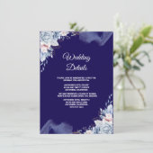 Navy blue elegant wedding informatiekaartje (Staand voorkant)