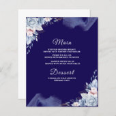 Navy blue elegant wedding Menu card (Voorkant / Achterkant)