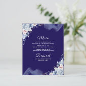 Navy blue elegant wedding Menu card (Staand voorkant)