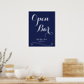 Navy Blue Elegant Wedding Open Bar 18x24 Poster (Keuken)