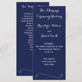 Navy Blue Elegant Wedding Programs Rack Kaarten (Voorkant / Achterkant)