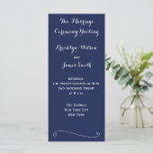 Navy Blue Elegant Wedding Programs Rack Kaarten (Staand voorkant)