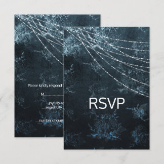 Navy Blue Elegant Wedding response rsvp Kaart