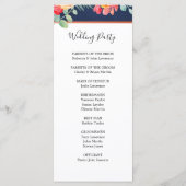 Navy Blue Elegante koraal bloemenbruiloft Programma (Achterkant)