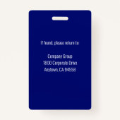 Navy Blue Employee Photo ID Badge (Achterkant)