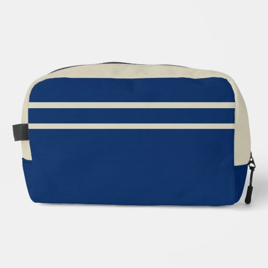 Navy Blue en Beige Dopp Kit Toilettasje (Voorkant)