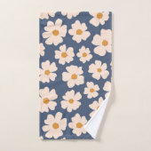Navy blue en beige floral bad handdoek (Handdoek)