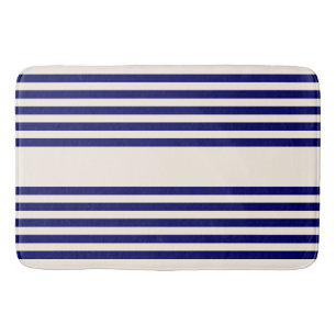 Navy blue en beige vijf strepen patroon badmat