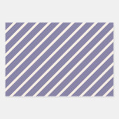 Navy blue en beige vijf strepen patroon inpakpapier vel (Voorkant 2)