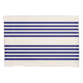 Navy blue en beige vijf strepen patroon kussensloop (Voorkant)