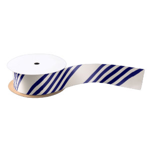 Navy blue en beige vijf strepen patroon lint
