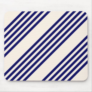Navy blue en beige vijf strepen patroon muismat