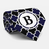 Navy Blue en Black Custom Monogram Initiaal Stropd Stropdas (Opgerold)