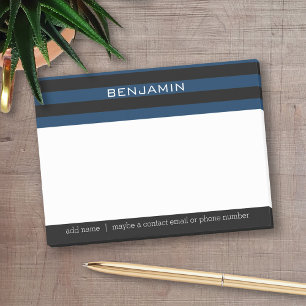 Navy Blue en Black Rugby Stripes met aangepaste na Post-it® Notes