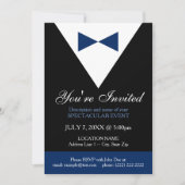 Navy Blue en Black Tux Invitation, Modern Kaart (Voorkant)