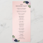Navy Blue en Blush Floral bruiloft programma (Achterkant)