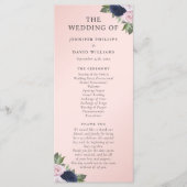 Navy Blue en Blush Floral bruiloft programma (Voorkant)