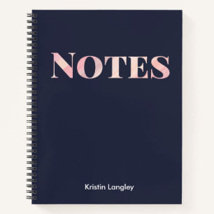 Navy Blue en Blush Notes Personalized Notitieboek