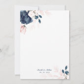 Navy Blue en Blush Pink Floral Chang of Plans Kaart (Achterkant)
