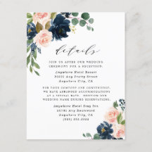 Navy Blue en Blush Pink Floral Country Weddenschap
