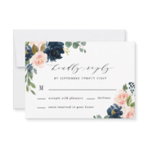 Navy Blue en Blush Pink Floral Country Weddenschap