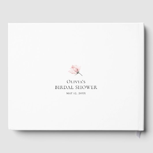 Navy Blue en Blush Pink floral Vrijgezellenfeest Gastenboek (Achterkant)