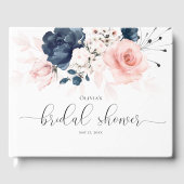 Navy Blue en Blush Pink floral Vrijgezellenfeest Gastenboek (Voorkant)