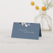 Navy Blue en Blush Pink Floral Wedding Place Card (Achterkant)