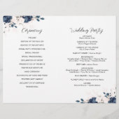 Navy Blue en Blush Pink Floral Wedding Programme (Achterkant)