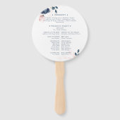 Navy Blue en Blush Pink Floral Wedding Programme Handwaaier (Achterkant)