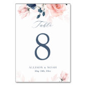 Navy Blue en Blush roze roze zettafelkaart Kaart (Achterkant)