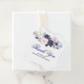 Navy Blue en Blush Waterverf Flowers Bedankt Bedankjes Labels (In situ)