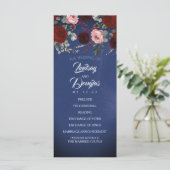 Navy Blue en Bourgondische rode bloemen bruiloft p Programma (Staand voorkant)