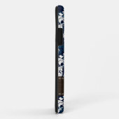 Navy Blue en Brown Damask Case-Mate iPhone Case (Achterkant/rechts)