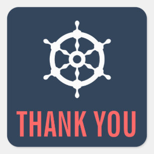 Navy Blue en Coral Nautical Dank u Sticker